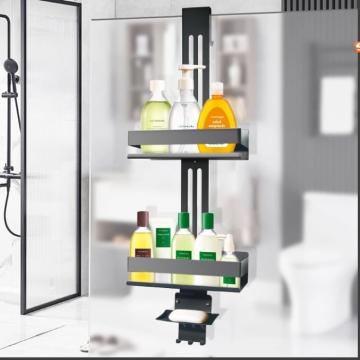 Suport din otel inoxidabil pentru dus, negru, fara gaurire