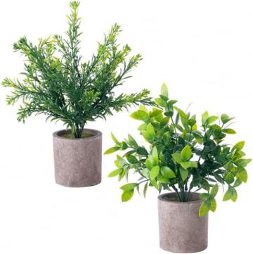Ghivece ornamentale cu plante verzi artificiale, 2 bucati