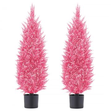 Ornamente iarba pampas artificiala roz in ghivece de plastic