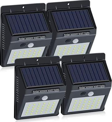 Set 4 lampi solare de perete cu senzor de miscare