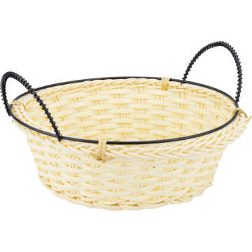 Cos servire paine rotund Raki 20x7cm cu manere, crem