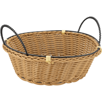 Cos servire paine rotund Raki 20x7cm cu manere, maro