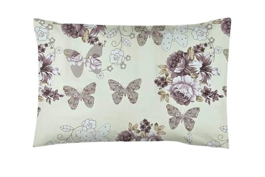 Fata de perna 50x70, 100% bumbac standard, floral mov de la Vision Craft Textile Srl
