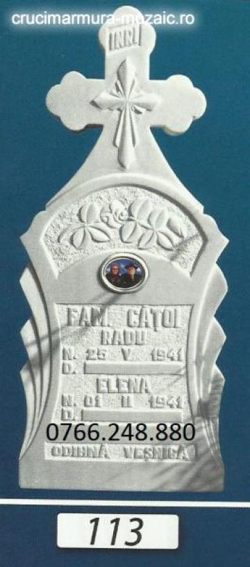 Cruce marmura 113 cap trifoi cu blazon raze