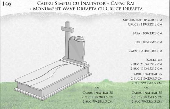 Monument Wave dreapta cu cruce dreapta + cadru simplu