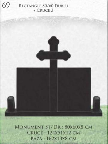Monument rectangle 80/60 dublu + cruce 3