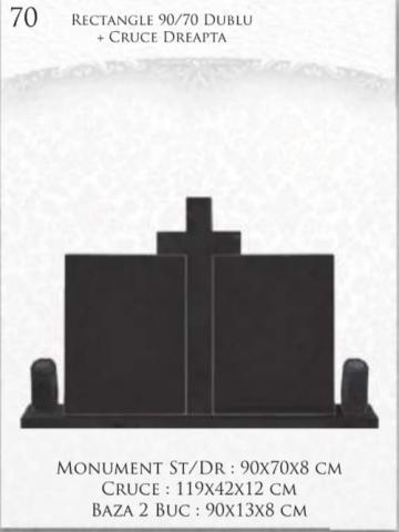 Monument rectangle 90/70 dublu + cruce dreapta