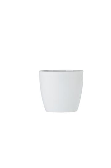 Ghiveci Aga mat plastic, 14x12,5cm, alb mat