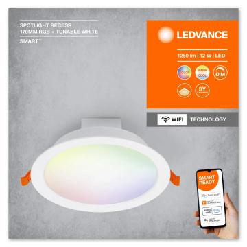 Spot LED RGB incastrat Ledvance Smart+ WiFi, 12W, 1000 lm