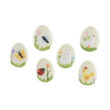 Set 12 oua decorate, poli-adezive, 2.9x2.1x0.7cm