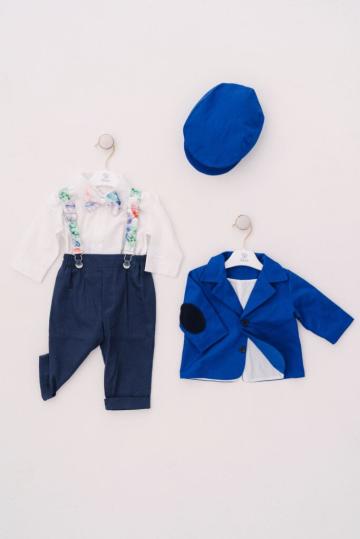 Costum botez Romeo - albastru royal