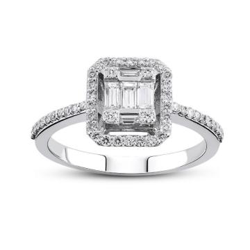 Inel din aur alb de 14K cu diamante de 0.39 carate