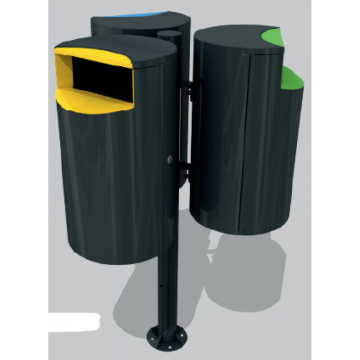 Set 3 cosuri gunoi colectare selectiva, metal, 129 l