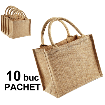 Sacosa iuta, mini, toarta natur 10 bucati