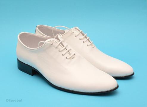 Pantofi albi barbati piele naturala casual-eleganti de la Deprobat.ro