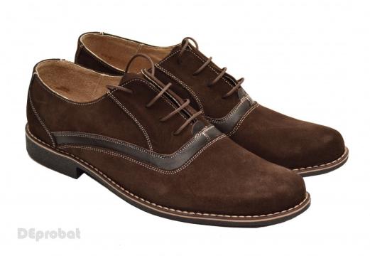 Pantofi barbati piele naturala velur maro casual-eleganti de la Deprobat.ro