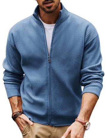 Bluza casual pentru barbati, cu maneci lungi si fermoar