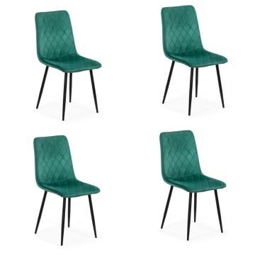Set 4 scaune de bucatarie din catifea BUC 209 verde de la European Med Prod