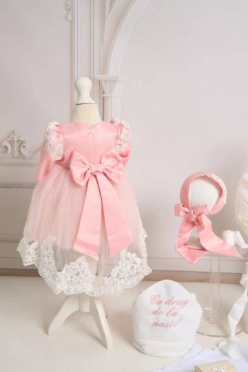 Rochita botez Caroline - roz (maneca lunga)