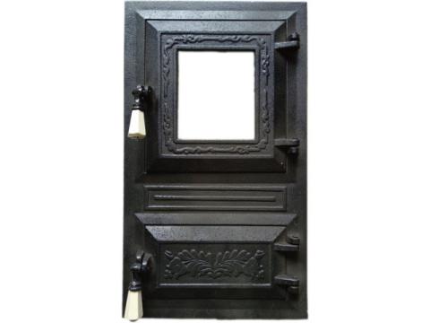 Usa fonta monobloc cu geam pentru soba teracota