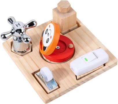 Joc placa Montessori cu 5 activitati, din lemn