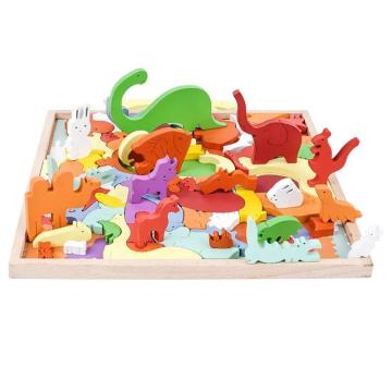 Puzzle 3D animale - tetris - lemn