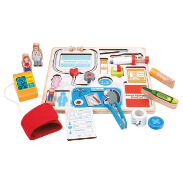 Jucarie set de doctor din lemn, puzzle, Montessori
