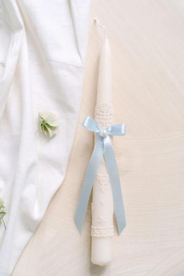 Lumanare stalp Mini de botez - Bleu