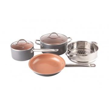 Set 6 piese cu 3 vase din aluminiu, invelis antiaderent de la Startreduceri Exclusive Online Srl - Magazin Online Pentru C