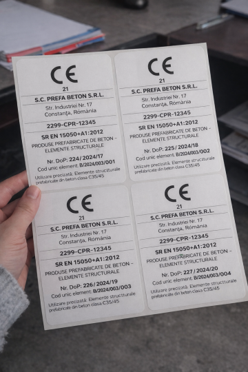 Etichete prefabricate beton marcaj CE si trasabilitate