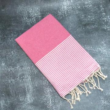 Prosop plaja Fouta | Tunis | roz cu dungi albe 200 x 100 cm de la Tradizan