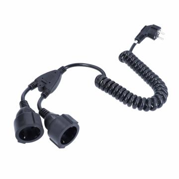 Cablu spiralat cu contact de protectie bidirectional, negru de la Ledo Line Srl