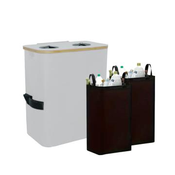 Cos selectiv pentru sticle cu doua compartimente 140 L alb
