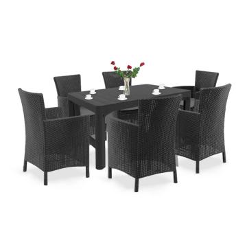 Set de mobilier de gradina Liowa 6+1 in culoarea grafit