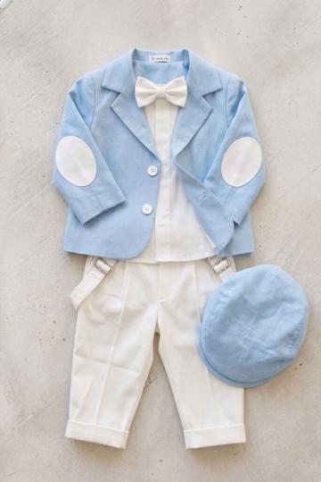 Costum de botez Romeo - bleu ciel