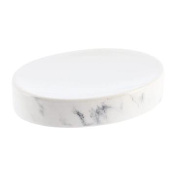 Sapuniera ceramica design marmura - alb / gri