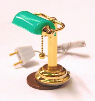 Miniatura Lampa de birou englezesc verde auriu 12V
