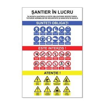 Panou SSM realizat din banner, 90 x 130 cm, santier in lucru de la La Print