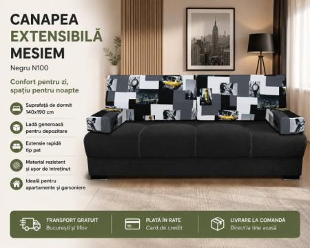 Canapea extensibila Mesiem Negru N100