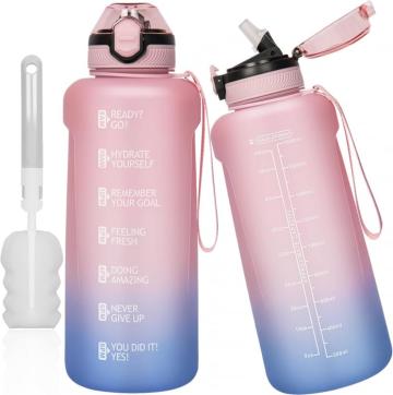 Sticla sport din plastic fara BPA, gradata cu pai
