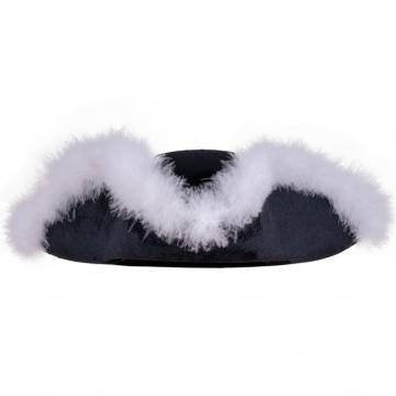 Palarie majorete neagra cu puf alb , eleganta si contrast de la Hobbyplanet Romania