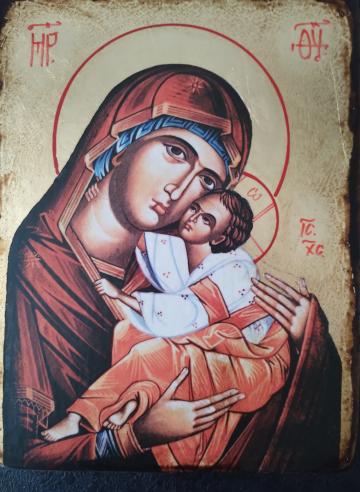 Icoana foita de aur Maica Domnului si Iisus