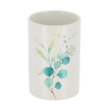 Suport periute ceramica design floral - alb / bleu