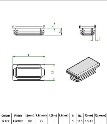 Capac pentru teava rectangulara 100x25 de la Mgm Distributie Srl