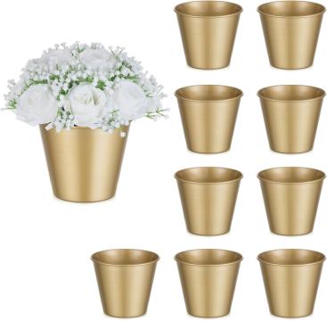 Vaze de flori metalice aurii de 12.5 cm, set 2 bucati de la Molifag Srl
