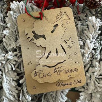 Felicitare din lemn personaliza cu glob personalizat de la Simonne