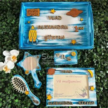 Set tavita personalizat mot turta Calatorie in spatiu